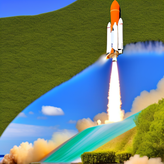 “cyberpunk art piece featuring a rocket launch in a tropical setting. Showcase the contrast between the high-tech rocket and the lush, natural surroundings, and use a wide shot to capture the scale of the launch and the surrounding environment. cyberpunk art piece featuring a rocket launch in a tropical setting. Showcase the contrast between the high-tech rocket and the lush, natural surroundings, and use a wide shot to capture the scale of the launch and the surrounding environment. cinematic lighting, Royal blue”