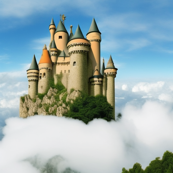 a fantasy castle in clouds