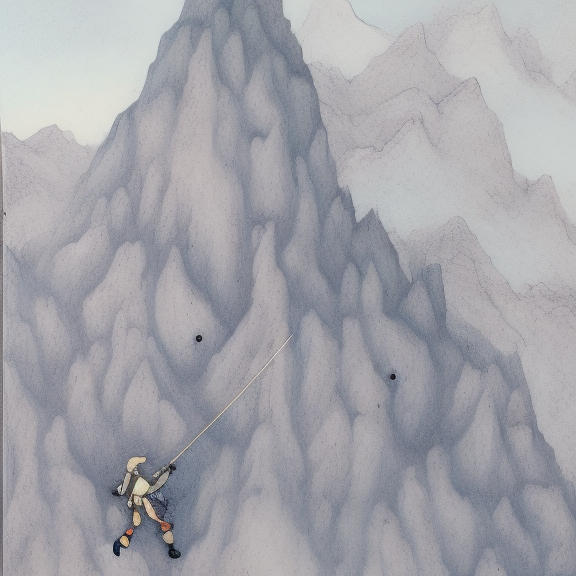 a giant climbing a mountain