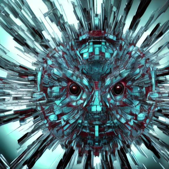 a shattered glass robot, detailed, HD, digital art, centered composition, close up