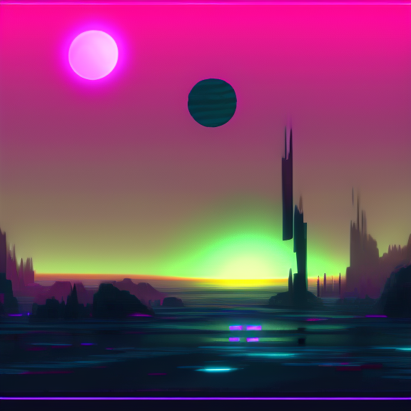 a synthwave-style planet