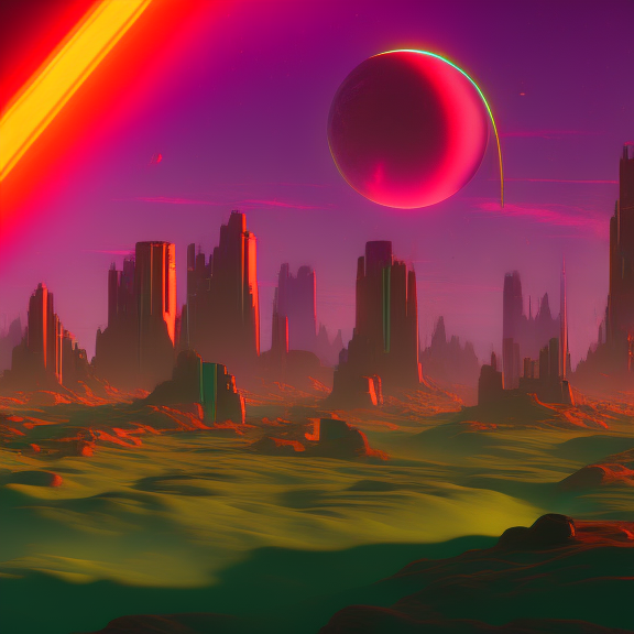 a synthwave-style planet