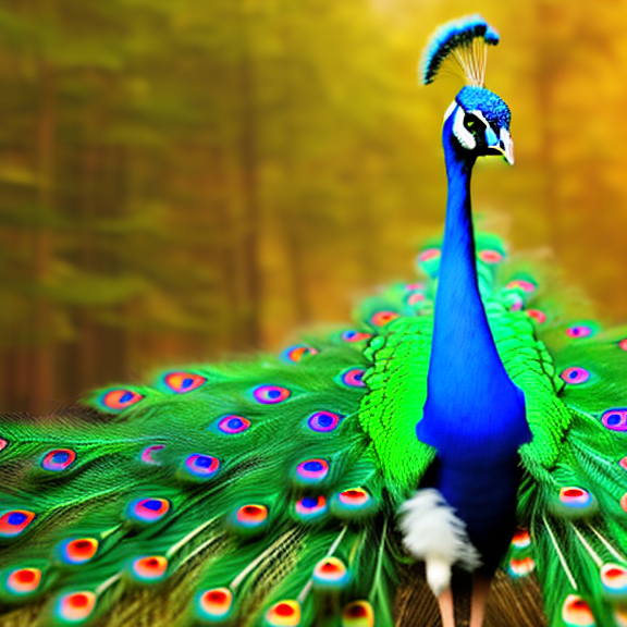 One potential AI art prompt for creating ultra realistic peacock visuals using Unreal Engine is to focus on the details of the bird's tail feathers. Pay special attention to the vibrant colors, the intricate patterns and the delicate shapes of the individual feathers. Consider creating a 3D environment that enhances the peacock's natural beauty, such as a lush rainforest or a sun-dappled courtyard. You can also use the Unreal Engine's particle system to create realistic lighting and shadows that add depth and realism to the artwork.