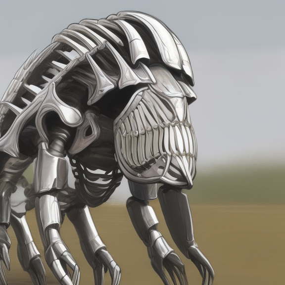 make an AI art prompt for a hippopotamus skeleton armour for people in the future