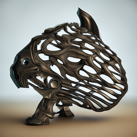 Create a digital illustration of a futuristic armor made from the skeleton of a hippopotamus,