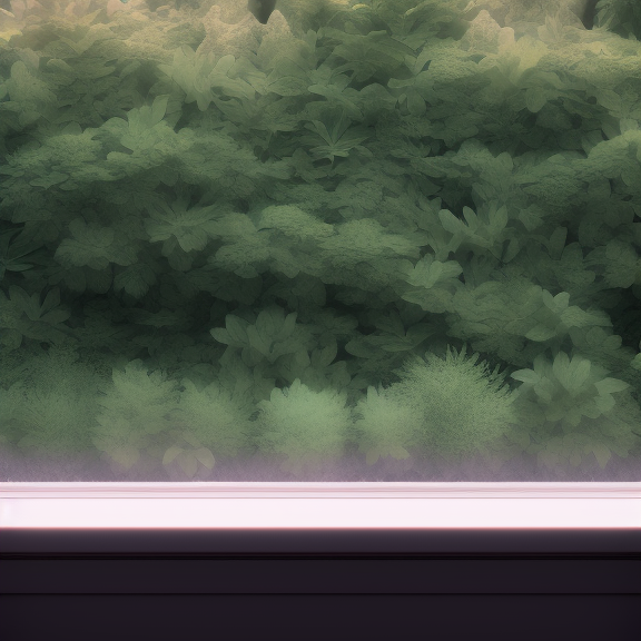 lush windowsill with a large variety of vegetation in a soft, lofi 16k resolution.