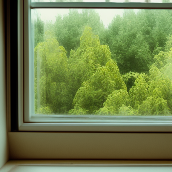 lush windowsill with a large variety of vegetation in a soft, lofi 16k resolution.