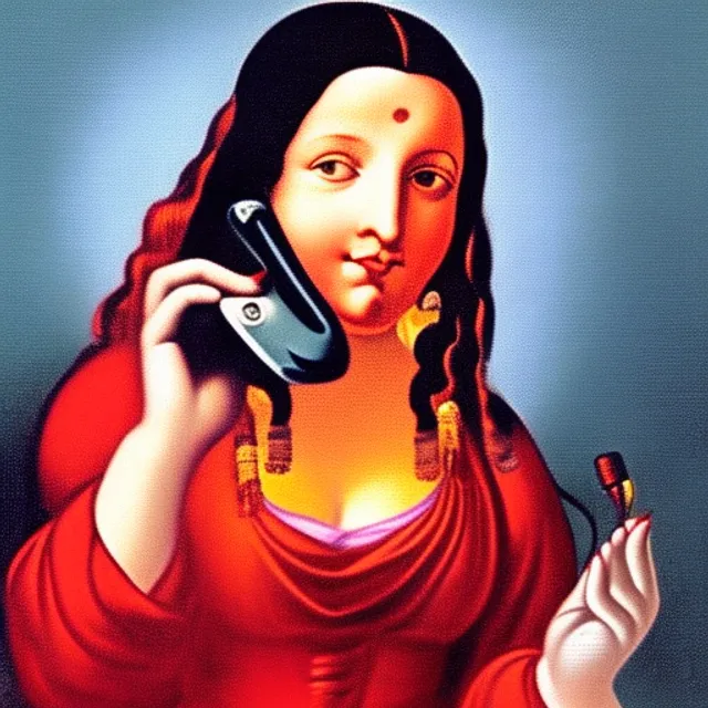 monalisa making a phone call