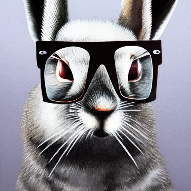 a Paint of rabbit wear eye glass