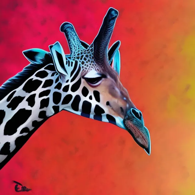 frustrated annoying irritated crazed rabid giraffe nobly attacking a tree ombre peach background magic insulted maximalist