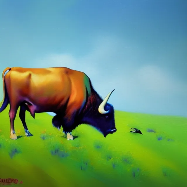 4 Buffalos painting