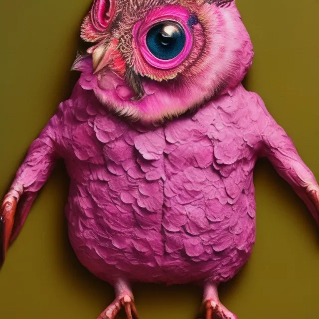 a pink owl transforming into a bag of money then into a beating heart  , transformative art realistic