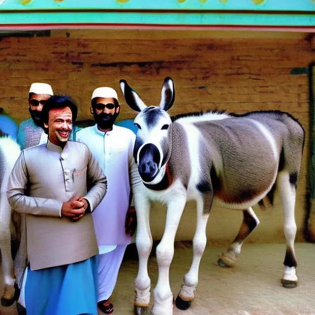 Imran Khan with donkeys 