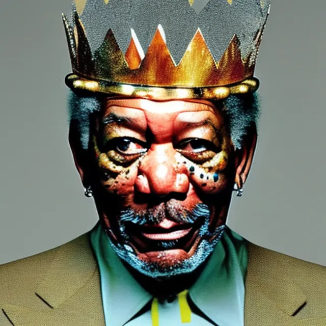 morgan freeman with a crown 