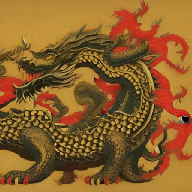 stylized image of a traditional Chinese dragon intertwined with a bulldozer.