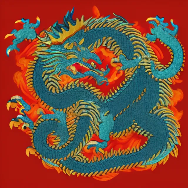 stylized image of a traditional Chinese dragon intertwined with a bulldozer.