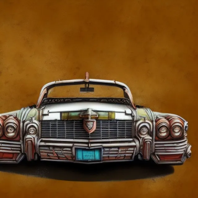 Cadillac El Dorado de style Badass Steampunk dans une vieille rue pavée, trending on artstation, sharp focus, studio photo, intricate details, highly detailed, by greg rutkowski