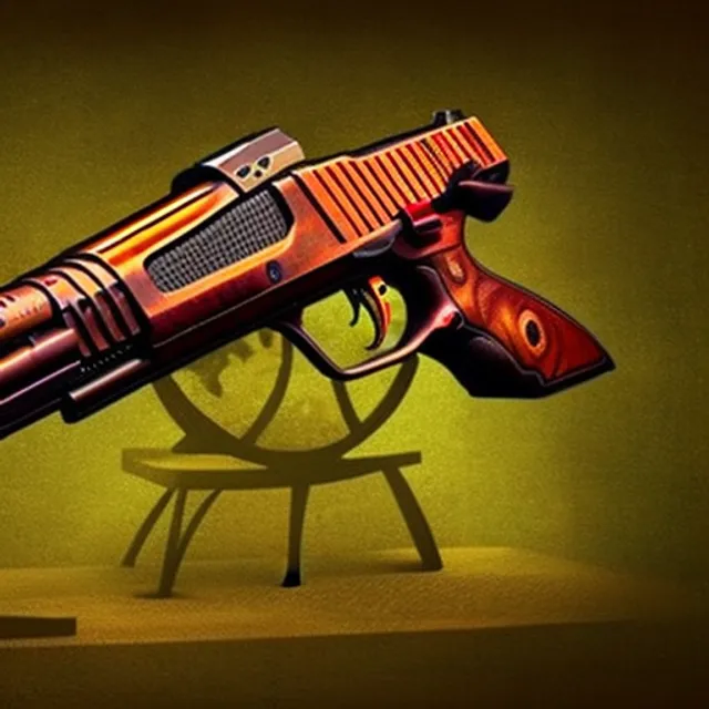 "Design a pair of steampunk-inspired guns for a futuristic, post-apocalyptic world where technology is scarce and scavenged to create makeshift weapons. The guns should have a unique and intricate appearance, incorporating gears, levers, and other mechanical parts. Imagine them being wielded by a rugged, resourceful survivor fighting against a tyrannical government or ruthless gangs in the ruins of a once-great civilization."
