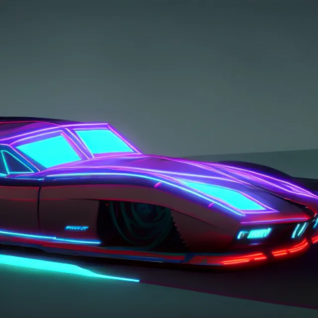 a cyberpunk car driving at night, detailed, HD, zbrush, blender, high quality, pixar, vfx