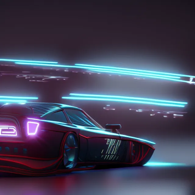 a cyberpunk car driving at night, detailed, HD, zbrush, Houdini, blender, high quality, 