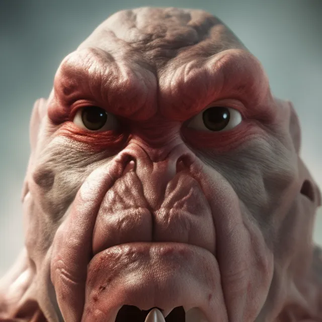 a mutant monster, close up, portrait, camera, detailed, HD, 