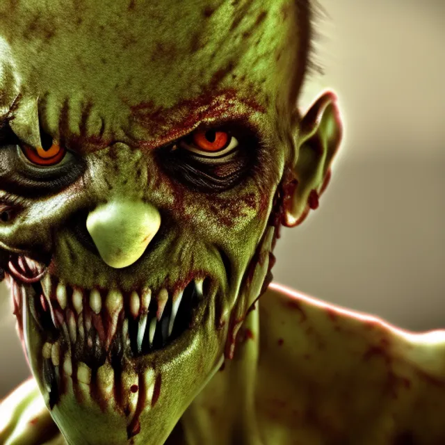 a zombie monster, close up, portrait, camera, detailed, HD