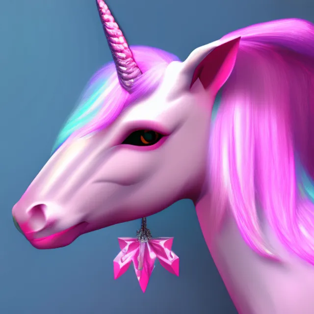 transformative art of a pink unicorn her horn is made of diamonds 