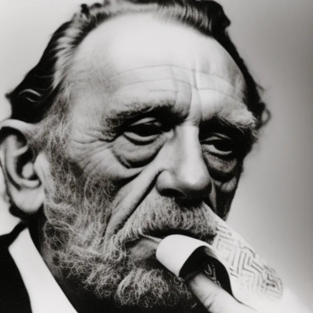 Charles Bukowski drinking a beer