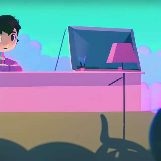 “Chill with the Boy at his Desk under the Pink Sky: A Lofi Music Video". "Chill with the Boy at his Desk under the Pink Sky: A Lofi Music Video". lovely, 1080px, HD, 4K, High quality”