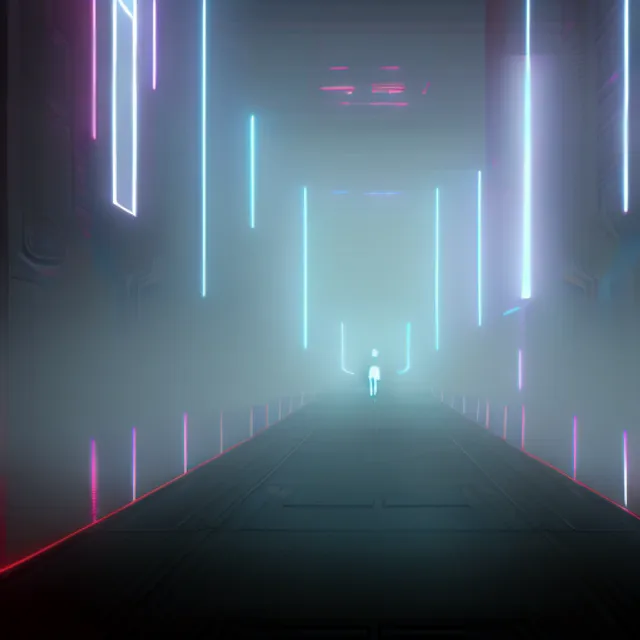 bladerunner 2049 style, white neon theme, minimalist, low angle, 8k 