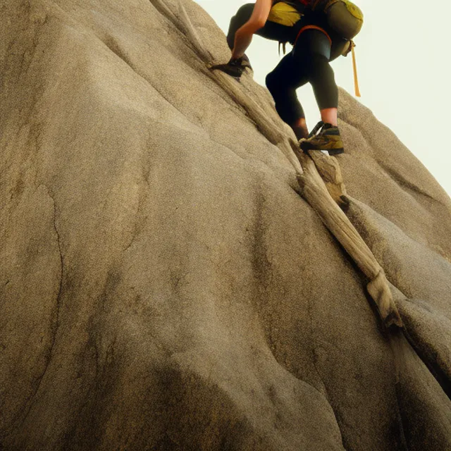 A human Climbing the mountain. A human Climbing the mountain. cinematic lighting, 35mm film roll photo, renaissance, documentary