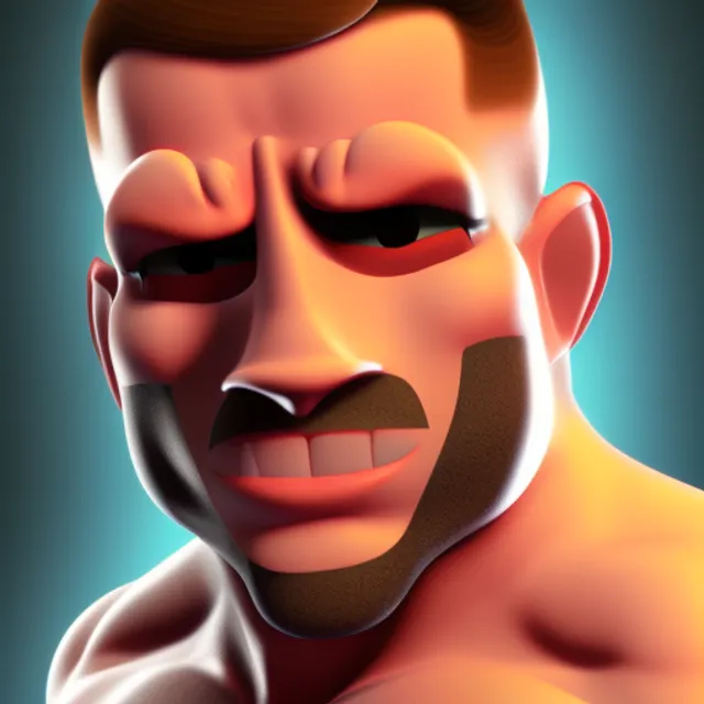 A body builder posing , realistic cartoon