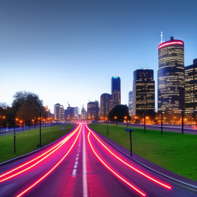 A beautiful deserted city street walking into the distance, trash and grass all around, the night city in neon lights, stars in the sky photorealistic, cinematic composition, cinematic high detail, ultra realistic, cinematic lighting, Shot on 50mm lense, Ultra- Wide Angle, Depth of Field, hyper-detailed, beautifully color-coded, beautifully color graded, Unreal Engine, Cinematic, Color Grading, Editorial Photography, Photography, Photoshoot, Shot on 70mm lense, Depth of Field, DOF, Tilt Blur, Shutter Speed 1/1000, F/22, White Balance, 32k, Super-Resolution, Megapixel, ProPhoto RGB, VR, Lonely, Good, Massive, Halfrear Lighting, Backlight, Natural Lighting, Incandescent, Optical Fiber, Moody Lighting, Cinematic Lighting, Studio Lighting, Soft Lighting, Volumetric, Contre-Jour, Beautiful Lighting, Accent Lighting, Global Illumination, Screen Space Global Illumination, Ray Tracing Global Illumination, Optics, Scattering, Glowing, Shadows, Rough, Shimmering, Ray Tracing Reflections, Lumen Reflections, Screen Space Reflections, Diffraction Grading, Chromatic Aberration, GB, Displacement, Scan Lines, Ray Traced, Ray Tracing Ambient Occlusion, Anti-Aliasing, FKAA, TXAA, RTX, SSAO, Shaders, OpenGL-Shaders, GLSL-Shaders, Post Processing, Post-Production, Cel Shading, Tone Mapping, CGI, VFX, SFX, elegant dynamic pose, photography : 1