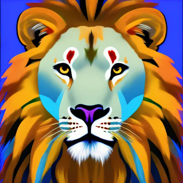 digital painting a lion with a blue background