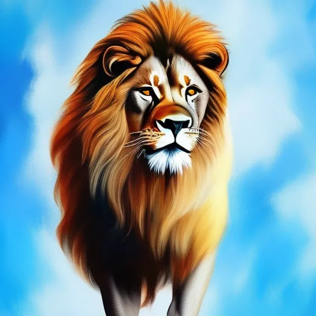 a lion on a blue background, digital painting. a lion on a blue background, digital painting. insanely detailed, pale yellow, 8k, trending on imagestation