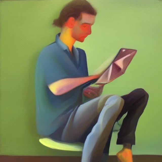 People checking out ai related blogs. People checking out ai related blogs. oil on canvas, verdant, attractive