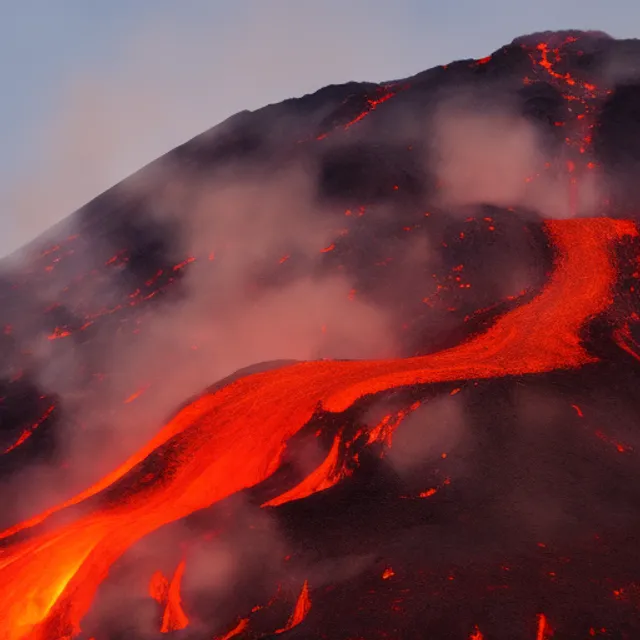 Worlds largest volcano erupting, spewing molten lava everywhere.