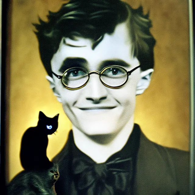 Harry Potter with his black cat