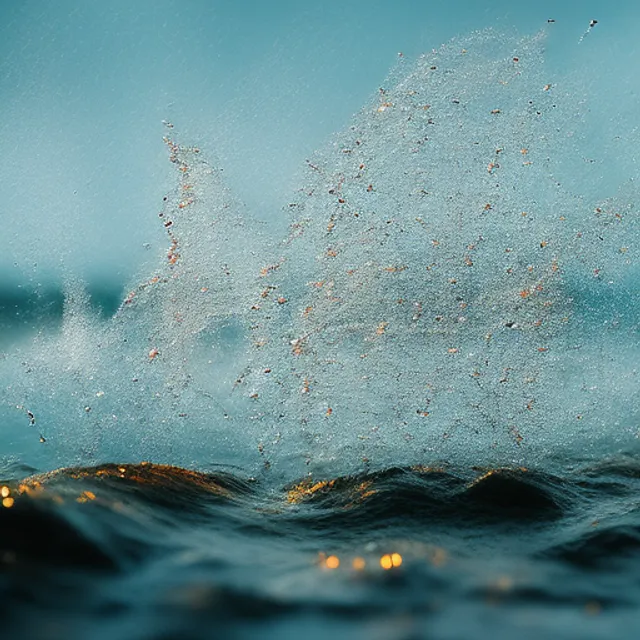 A rainy day in slow motion at the Caspian see, golden rain, extremely detailed photograph. A rainy day in slow motion at the Caspian see, golden rain, extremely detailed photograph