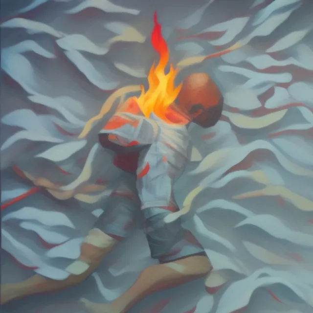 a person morphing into a fire. Analytical art, award winning photography, f2.2