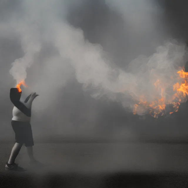 a person morphing into a fire. Analytical art, award winning photography, f2.2