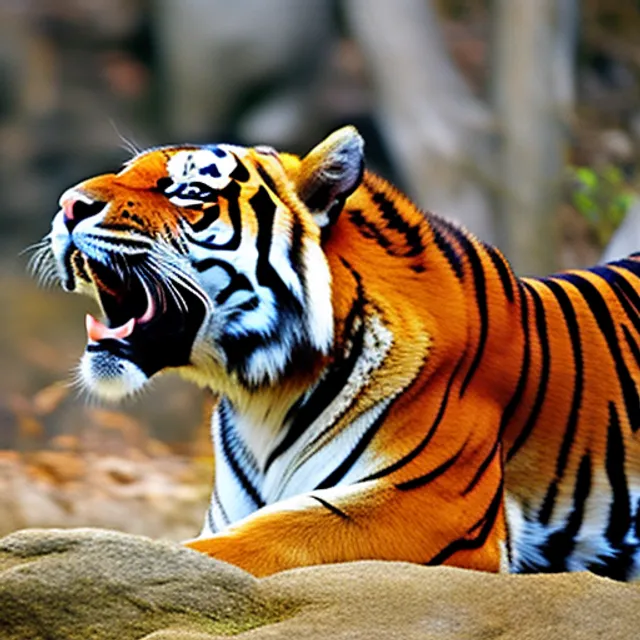 real tiger roar in colprful