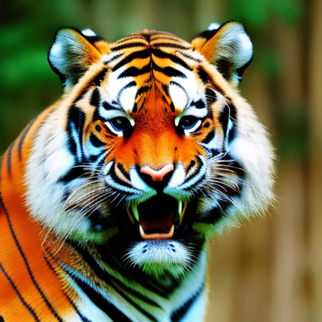 real tiger roar in colprful