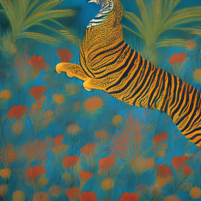 tiger hunt peacock