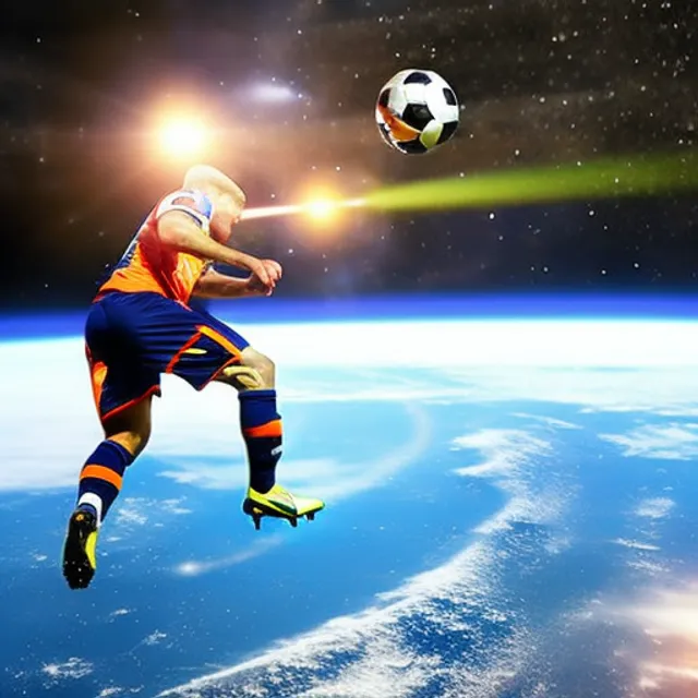 kicking football in space

