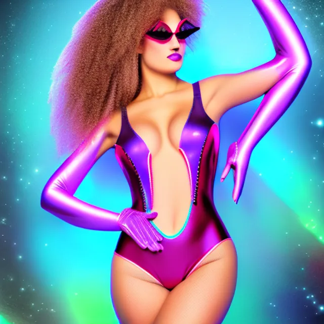 celestial futuristic beautiful girl model wearing a glitter bathing suit with ruffles, walking a digital surreal runway, retrowave, synthwave, 8k, Land art, acting headshot, verdant, 8k, cyberpunk art, , hdri, art, semi realistic gouche, attractive, in a pastel lilac solid color and thick uneven outline, high res beautiful lighting, comic book coverdress, walking the digital runway, beautiful   lovely, verdant, intricate details, cinematic lighting, detail render, cinematic lighting