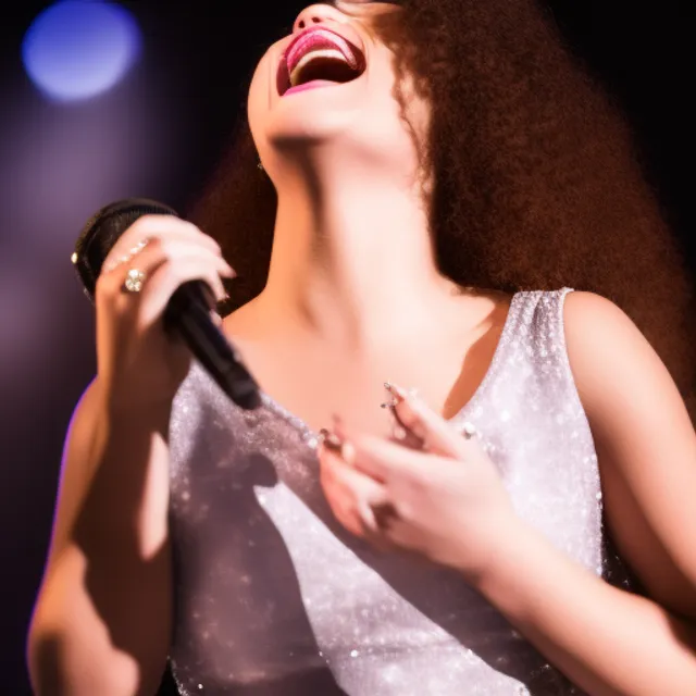 a picture of a beautiful woman singing