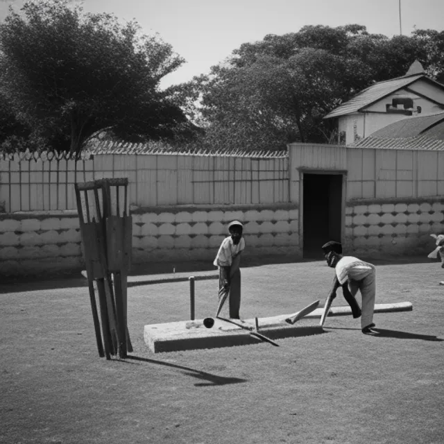 playing cricket in village team 
