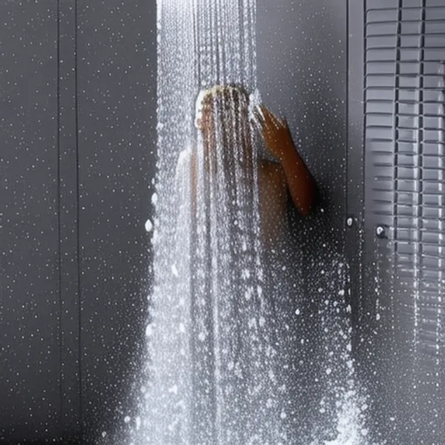 a funny cute creature taking cold shower, freezing, enjoying