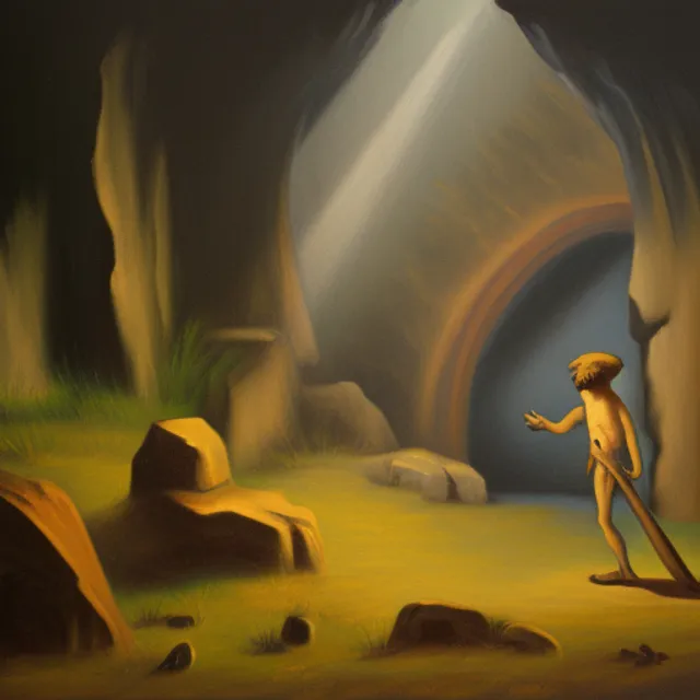 Caveman in cave

